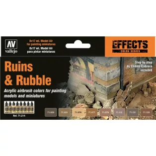 Vallejo - Model Air / Effects / 8 colors set - Ruins & Rubble-71214