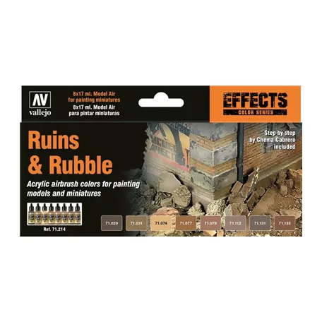 Vallejo - Model Air / Effects / 8 colors set - Ruins & Rubble-71214