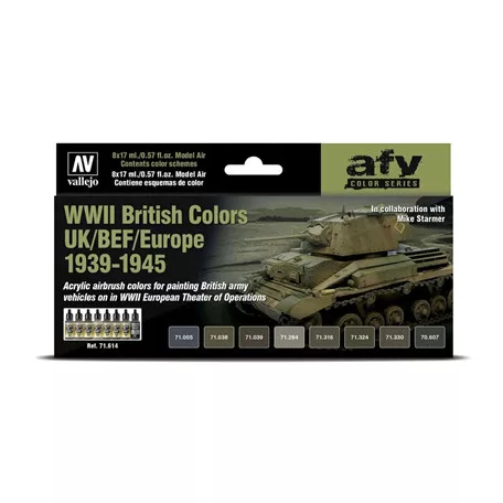 Vallejo - Model Air / 8 colors set - WWII British Colors UK/BEF/Europe 1939-1945-71614