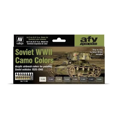 Vallejo - Model Air / 8 colors set - Soviet WWII Camo Colors by Adam Wilder 1935-1945-71188