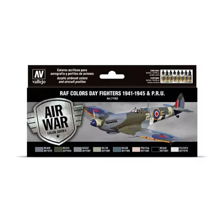 Vallejo - Model Air / RAF / 8 colors set - WWII RAF Day Fighters 1941-1945 & P.R.U.-71162