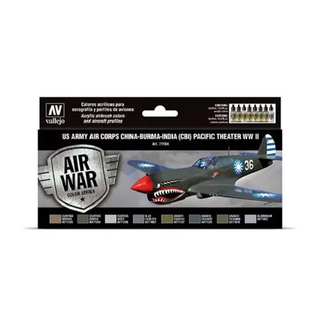 Vallejo - Model Air / US Army Air Corps / 8 colors set - ChinaBurmaIndia Pacific Theather WWII-71184