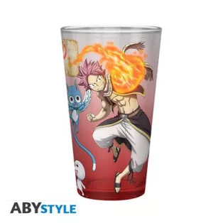 FAIRY TAIL - Large Glass - 400ml - Natsu, Lucy, Happy & Plue S7-ABYVER299