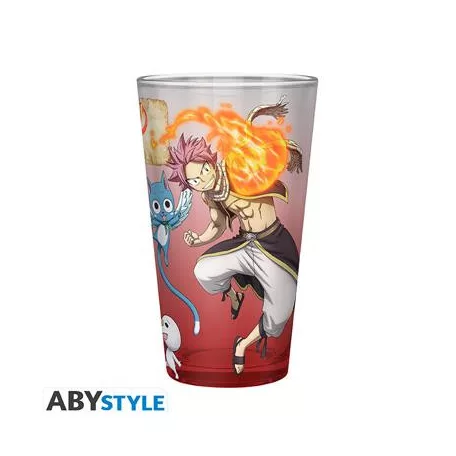 FAIRY TAIL - Large Glass - 400ml - Natsu, Lucy, Happy & Plue S7-ABYVER299