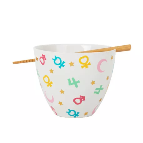 Sailor Moon Symbols 16 Ounce Ramen Bowl with Chopsticks-JFL-SAILMBWL-28582-C