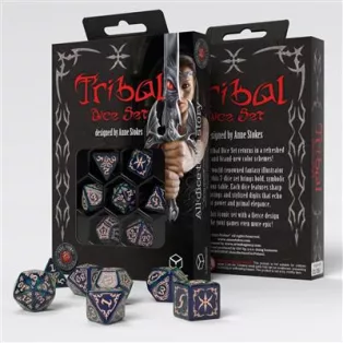 Tribal Dice Set: Blue-green & Beige-STRB02