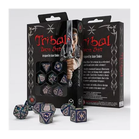 Tribal Dice Set: Blue-green & Beige-STRB02