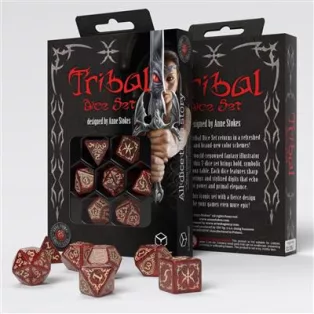 Tribal Dice Set: Shimmering red & Beige-STRB03