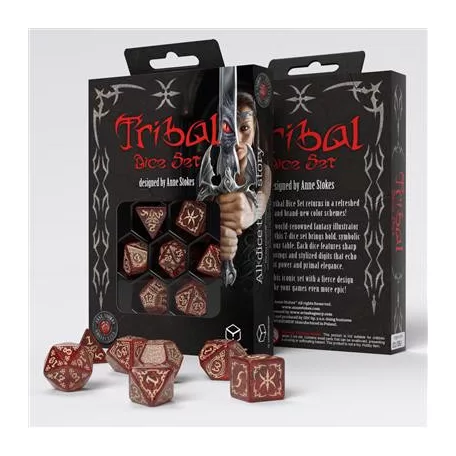 Tribal Dice Set: Shimmering red & Beige-STRB03