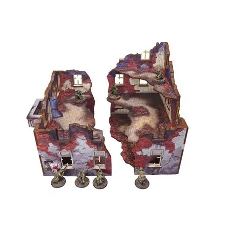 WW2 Ostfront Stalingrad Apartment Block Front (with 3rd floor) (1) PREPAINTED [28mm/1:56]-H00244