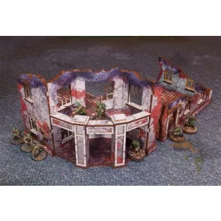 WW2 Ostfront Stalingrad Univermag Front (with balcony) (2) PREPAINTED [28mm/1:56]-H00248