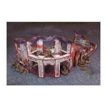 WW2 Ostfront Stalingrad Univermag Front (with balcony) (2) PREPAINTED [28mm/1:56]-H00248