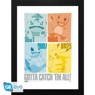 POKEMON - Framed print "Pikachu & Kanto Starters" (30x40)-GBYDCO649
