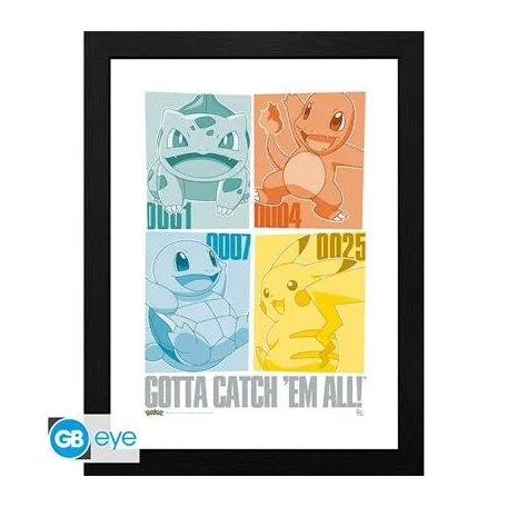POKEMON - Framed print "Pikachu & Kanto Starters" (30x40)-GBYDCO649