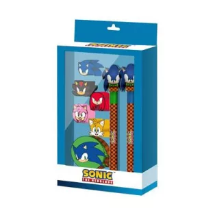 Sonic The Hedgehog Greenhill Set - Radierbarer Gelstift, Ewigem Bleistift, 5 Radiergummis, Anspitzer-07993