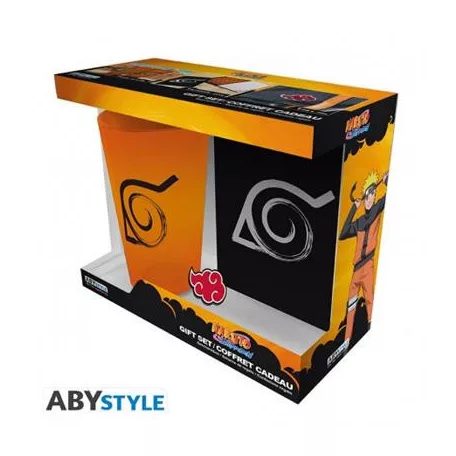 NARUTO SHIPPUDEN - Pck XXL glass + Pin + Pocket Notebook "Konoha"-ABYPCK253