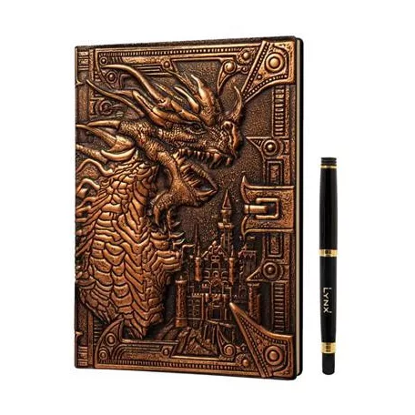 3D Faux-Leather Notebook / Journal - Bronze Dragon-LNX06001