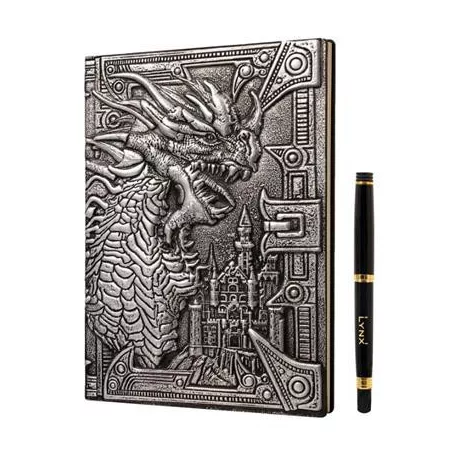 3D Faux-Leather Notebook / Journal - Silver Dragon-LNX06002