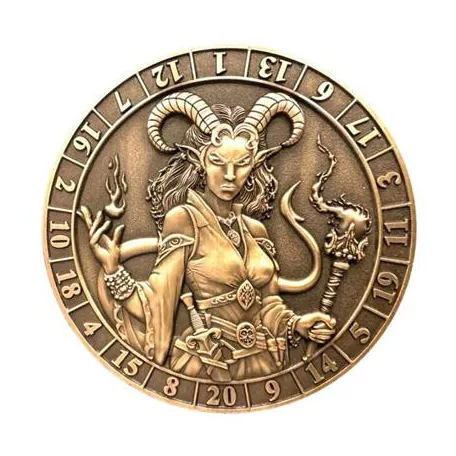 Dice Coin D20 Female Tiefling Warlock-GLH02008