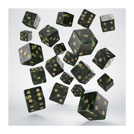 Full Pack of D6s: Bottle green & Gold-S20603