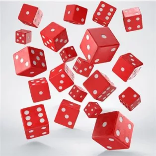 Full Pack of D6s: Red&White-S20606