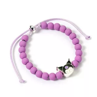 Purple Beaded Bracelet with Kuromi Charm - Hello Kitty-EHKBB0003