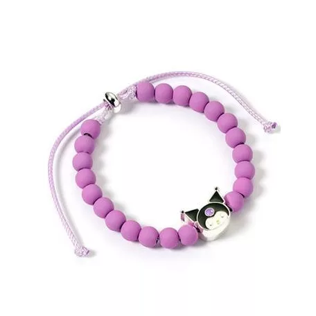 Purple Beaded Bracelet with Kuromi Charm - Hello Kitty-EHKBB0003