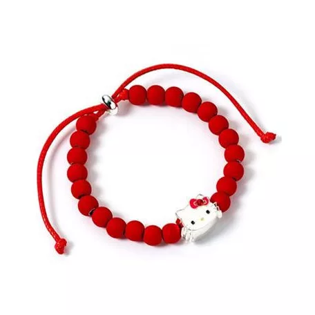 Red Beaded Bracelet with Charm - Hello Kitty-EHKBB0001