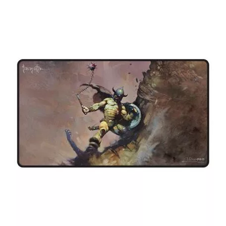 UP - Frank Frazetta - "Warrior with Ball and Chain" Black Stitched Playmat-16755