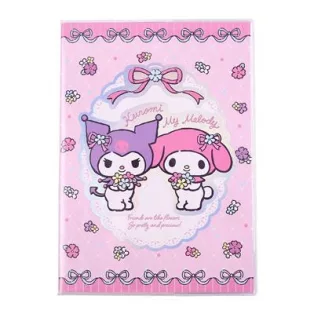 Kuromi & My Melody - Holographic Softcover Notebook - Pastel Flower - A5 - Checkered-