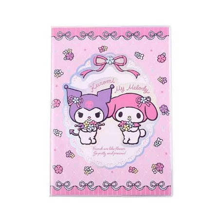 Kuromi & My Melody - Holographic Softcover Notebook - Pastel Flower - A5 - Checkered-