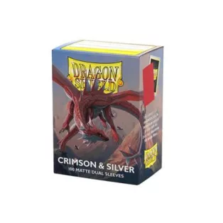 Dragon Shield Sleeves - Standard size - Matte Dual - Crimson & Silver (100 Sleeves)-AT-15072