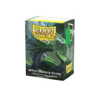Dragon Shield Sleeves - Standard size - Matte Dual - Apple Green & Silver (100 Sleeves)-AT-15073