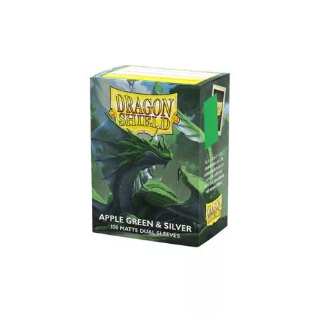 Dragon Shield Sleeves - Standard size - Matte Dual - Apple Green & Silver (100 Sleeves)-AT-15073