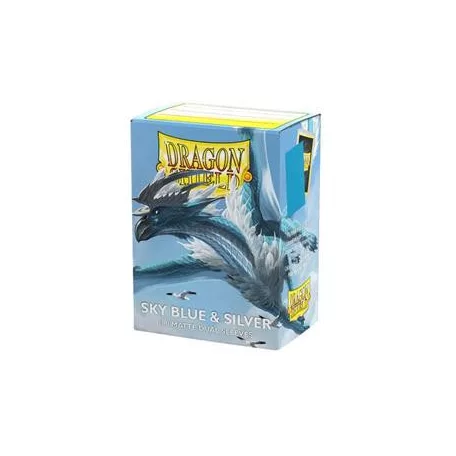 Dragon Shield Sleeves - Standard size - Matte Dual - Sky Blue & Silver (100 Sleeves)-AT-15074