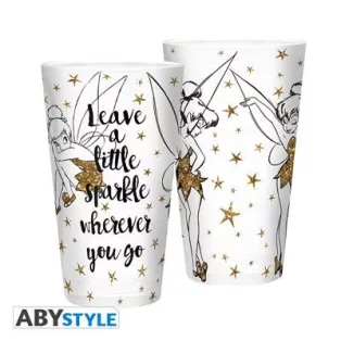 DISNEY - Large Glass - 400ml - Tinkerbell Gold - Glitter-ABYVER117