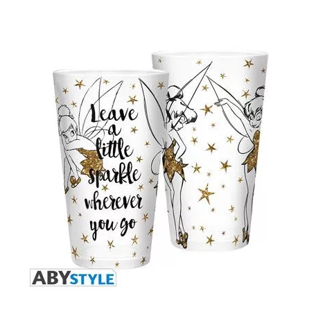 DISNEY - Large Glass - 400ml - Tinkerbell Gold - Glitter-ABYVER117