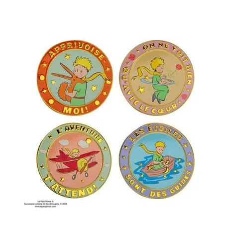 Set of 4 ceramic coasters and metal holder - The Little Prince-CR4161