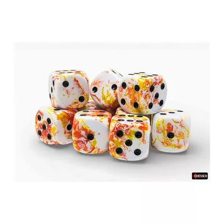 Brush Sunrise/black 16mm d6 Dice Block (12 dice)-24603