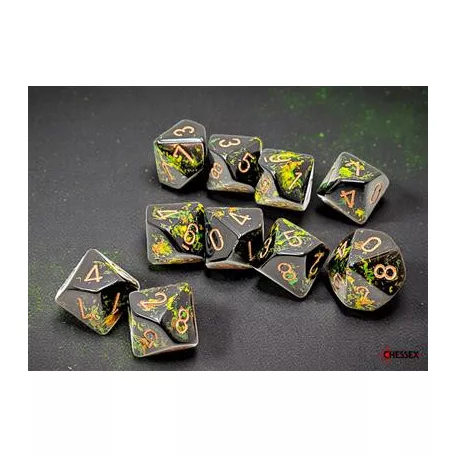 Brush Deep Forest/gold Set of Ten d10s-24205