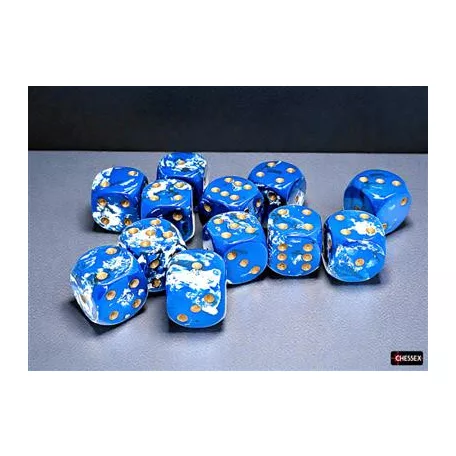 Brush Wavebreak/gold 16mm d6 Dice Block (12 dice)-24606