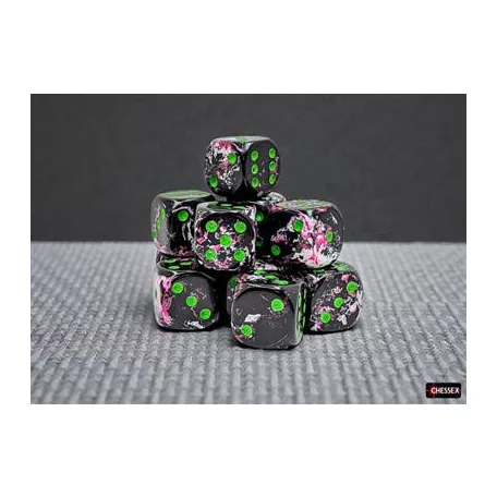 Brush Paintball/green 16mm d6 Dice Block (12 dice)-24614