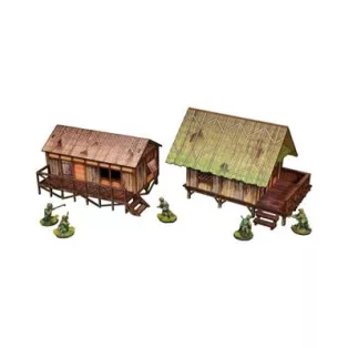 WW2 Pacific Jungle Huts (2) PREPAINTED [28mm/1:56]-H00282
