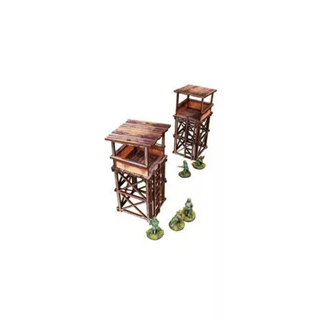 WW2 Pacific Guard Tower (2) PREPAINTED [28mm/1:56]-H00285
