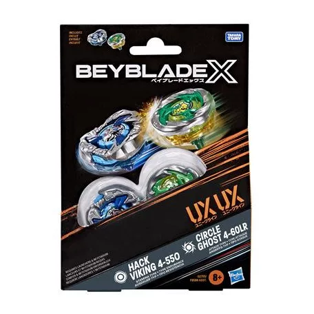 Beyblade X Circle Ghost 4-60LR UX & Hack Viking 4-55O UX Dual Pack Set-G2755ES0