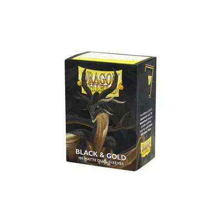 Dragon Shield Sleeves - Standard size - Matte Dual - Black & Gold (100 Sleeves)-AT-15069