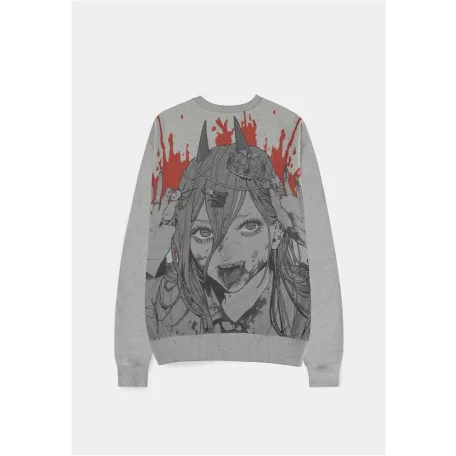Chainsaw Man - Grey Melange Men's Sweatshirt - Power / Logo with splatter accent - S-SW575018CSM-S