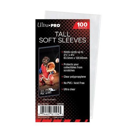 UP - Tall Soft Card Sleeves - 2-1/2 x 4-3/4 (100 Sleeves)-81194