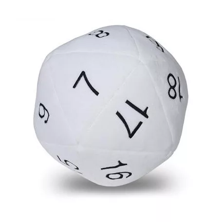 UP - Dice - Jumbo D20 Novelty Dice Plush in White with Black Numbering-84949