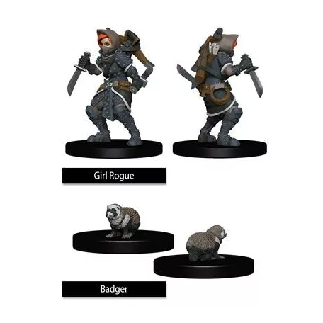 WizKids Painted Miniatures: Girl Rogue & Badger-WZK73324